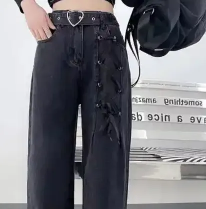 High waisted straight leg loose pants