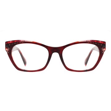 Women Diamond Rhinestone Acetate Optical Frame Glasses