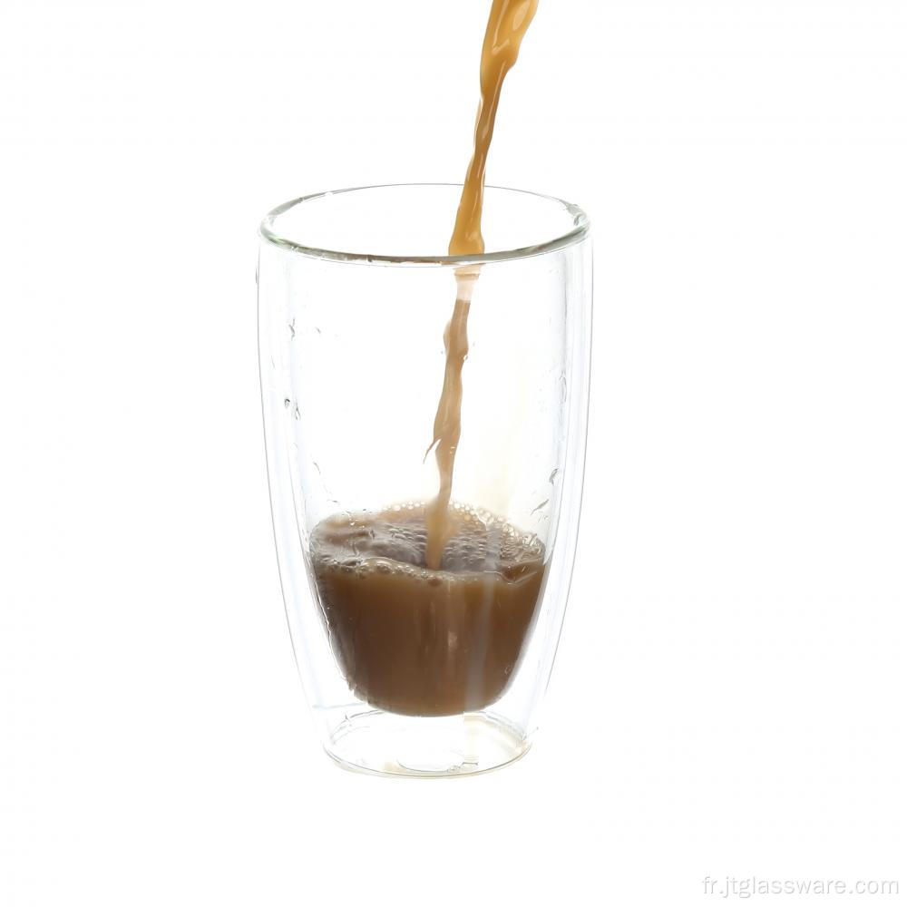Tasse en verre à double paroi faite main de 300 ml pour le café