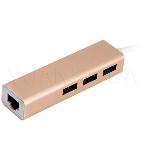 USB C To 3 Port HUB With Ethernet Adapter