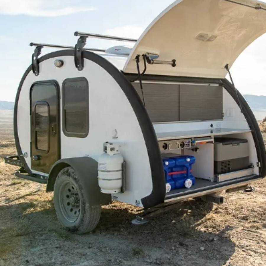 Mini mobile off-road travel camper trailer with bathroom