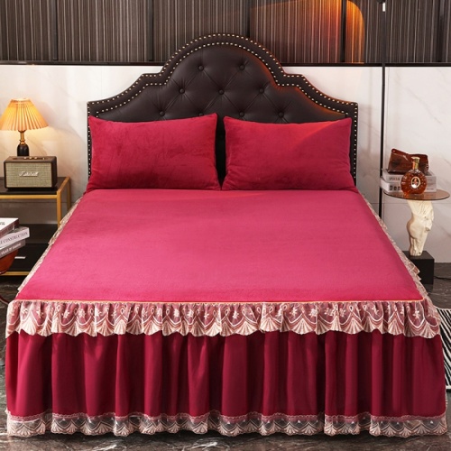 Milk velvet bed skirt lace edge