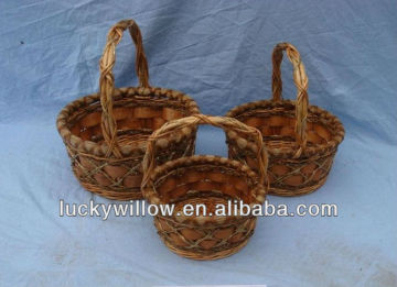 3/s graceful willow& chip storage basket with high handle garden basket