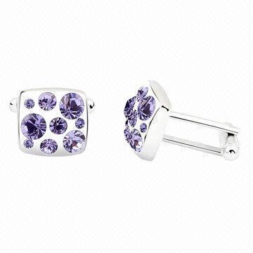 Swarovski Cufflink, Available in Various Colors and Styles, Customized Designs are Accepted