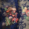 Vestido de encaje bordado floral de lujo Tejido de poliéster