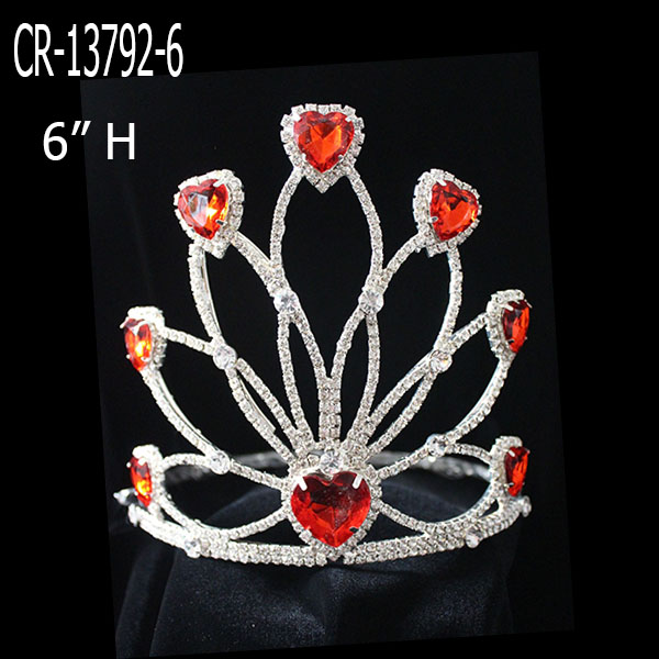 2015 New Fashion Rhinestones Red Heart Crowns