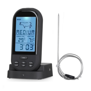 Durable Digital Wireless BBQ Meat Thermometer with Blue Backlight
