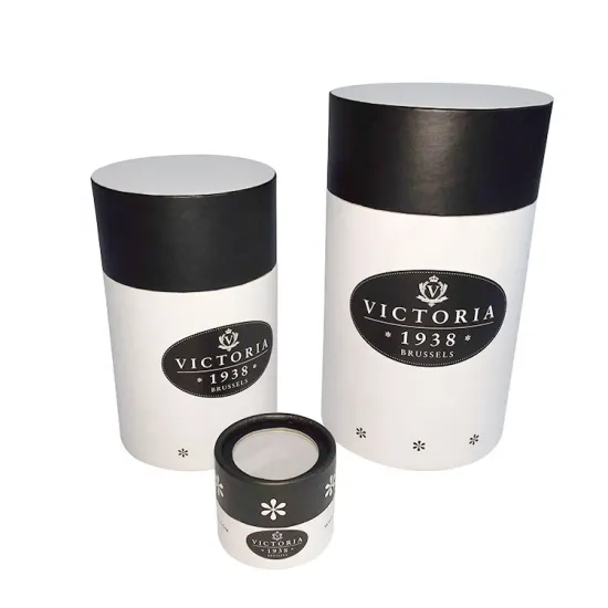 White and black flat top cylinder paper tube