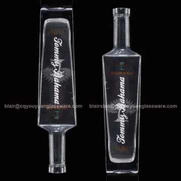 Super Flint Square Rum Glassware 375ml Glass Bottle With Cork Top