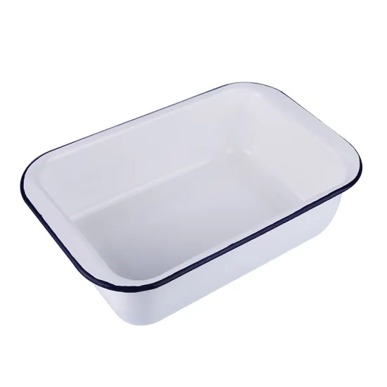 Wide Side Pan Rectangle Bread Pan Carbon Steel Baking Tool BBQ Pan Enamel Baking Oven Tool
