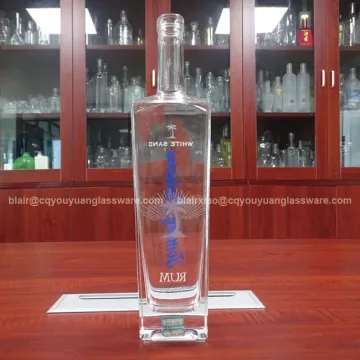 Rectangle Bottom Clear Decaled 750ML Rum Bottle Rum Glass Bottle 750 ML
