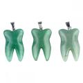 Green Aventurine Tooth Necklace for Women Men Handmade Craved Stone Teeth