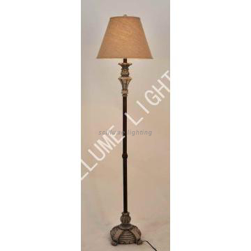 1-lights antique wood floor lamp with linen shade