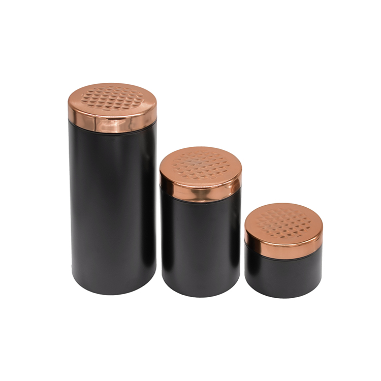 black stainless steel canister