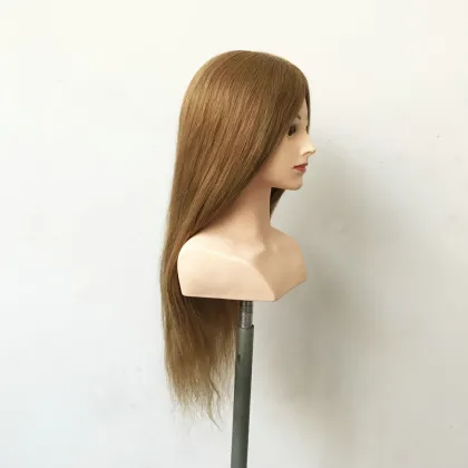 Can be perm dye curl practising female stand type human hair mannequin training head with shoulders