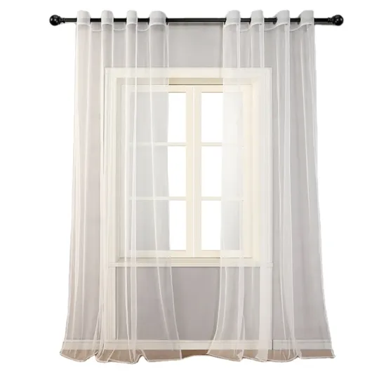 2023 Modern Yarn Dyed French Window Grommet Net Curtains