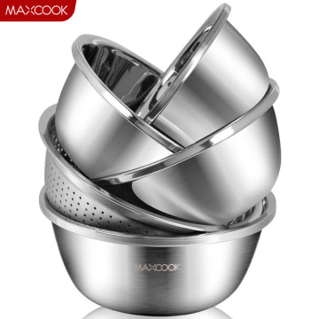 2024 Maxcook High Quality Large Size 5PCS Set Stainless Steel Bowls for Vegetables and Salads