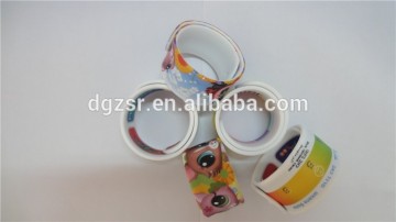 CMYK custom logo silicone slap/papa bracelets