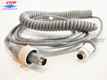 coiled cable with DIN connectors for medical machine
