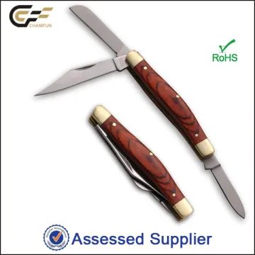 Small Multi Blade Traditional Wooden Handle Folding Hunting Knife