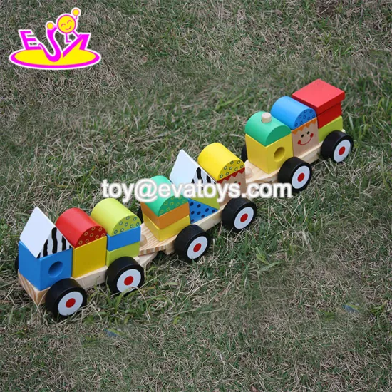 New products kids wooden building blocks train set W04A265