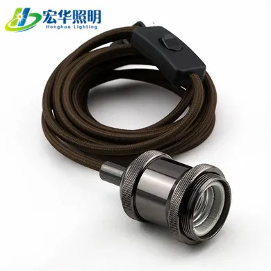 E27 Energy Saving Bulb Metal Vintage Hanging Lamp Holder with Switch