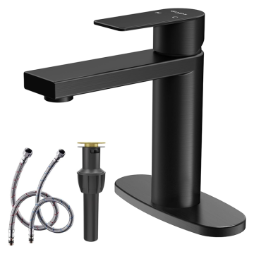 Matte Black Modern Single-Hole Faucet with Metered Feature for Kitchens and Bathrooms