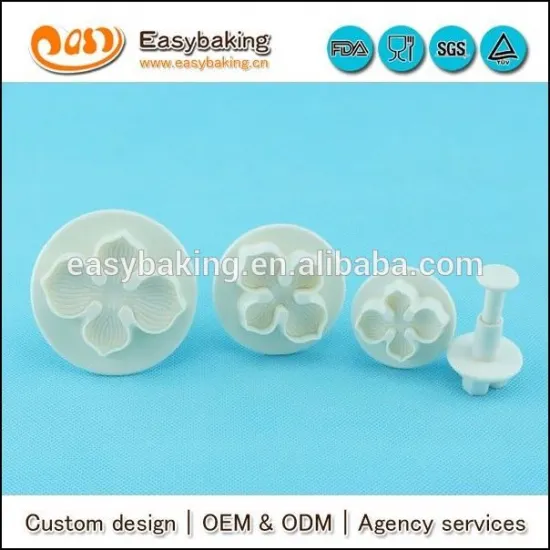 4 pcs plastic four petal fondant cake flower plunger cutter