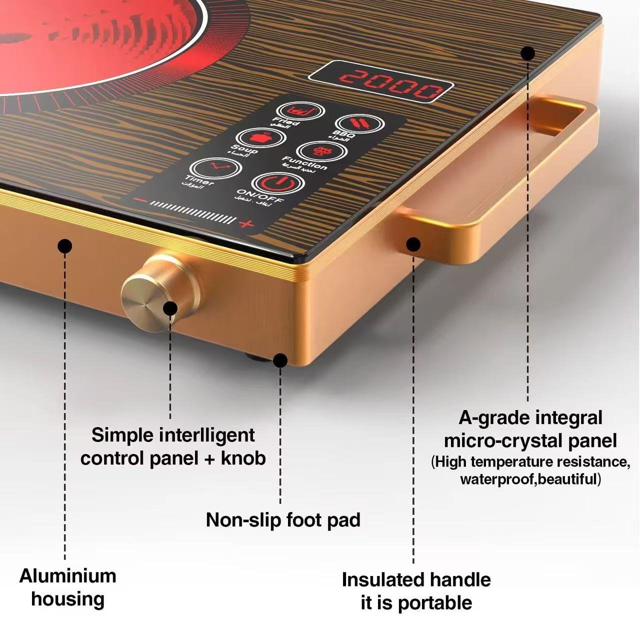 Ceramic stove function keys