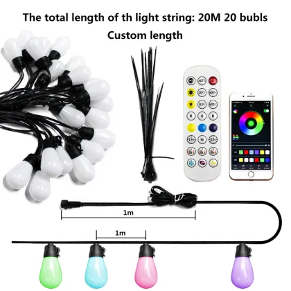 Multicolor LED Edison Bulb String Lights for Outdoor Garden Holiday Lighting