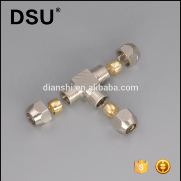 3 way hexagon brass union tee female tube fitting