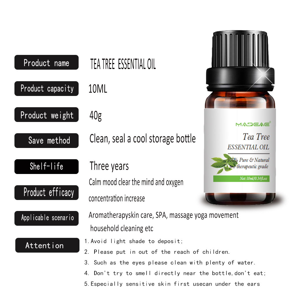 Aceite esencial del árbol de té soluble en agua para el cuidado de la piel