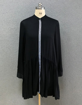 Damen Langarm Kleid mit Rüschen