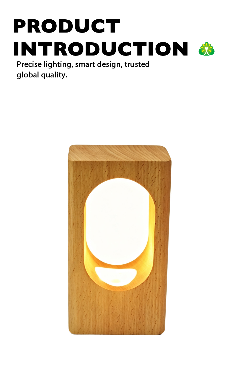 Night Light with Square Solid Wood Frame X