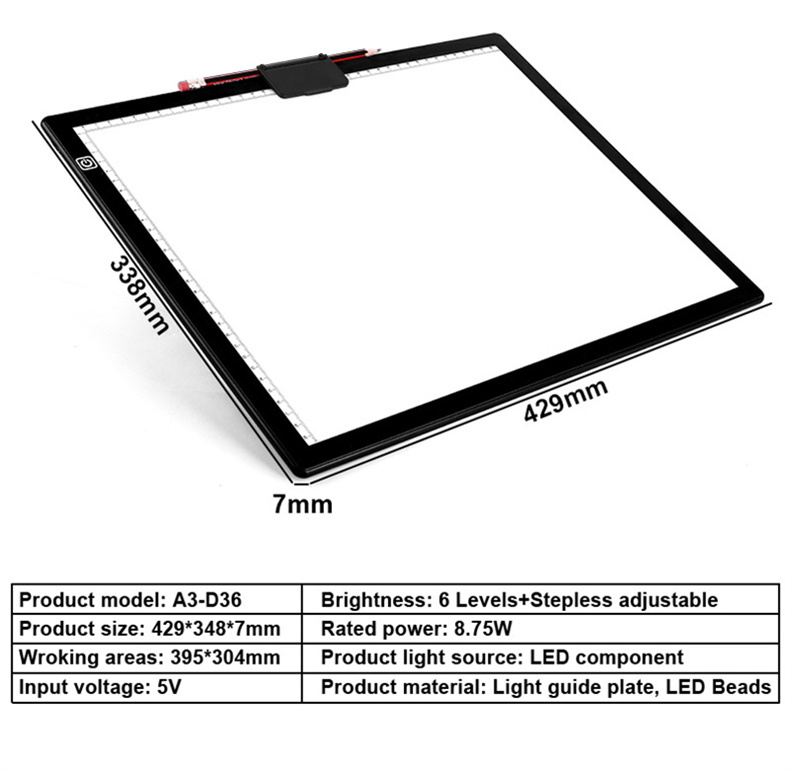 Suron Artcraft Tracing Pad Pad Box Box Dimpable Brightness