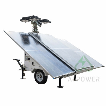 Tragbarer industrieller mobiler Lichtturm, 10kva, 9 m Höhe, Diesel und solarbetrieben