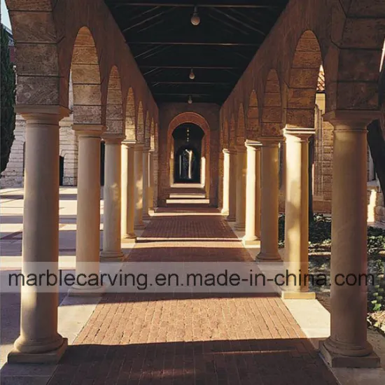 Porch Yellow Stone Carving Columns, Stoop Solid for Decoration