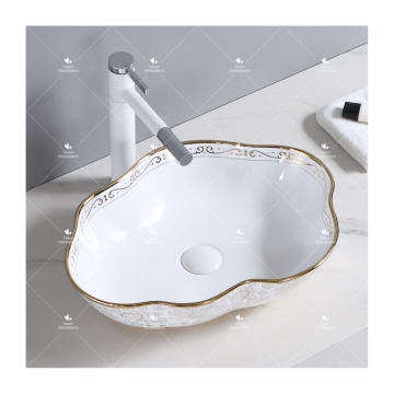 Top -Qualität unregelmäßige Form Golden Lavabo Art Waschbecken für Badezimmer