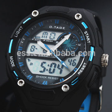 Brand New Mens Rubber Strap Blue Analog Digital Dual Dial Sport Chronograph Watch WS058
