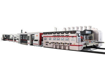 Pencetak Flexo Automatik Berkelajuan Tinggi Slotter Die-Cutter &amp; Folder Gluer Strapping Line Production