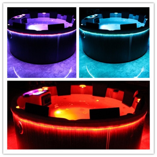 Round outdoor spa with new design LED light in round skirt