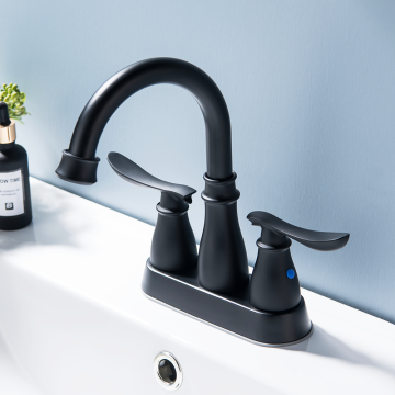 Factory Direct Stainless Steel Customized Brass Matte Black Double Handle Bathroom Faucet