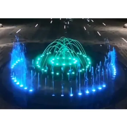 Unique pool fountain with lights