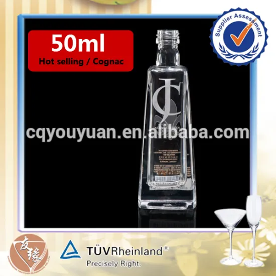 High grade super white glass custom logo fancy mini glass bottles 50ml spirits