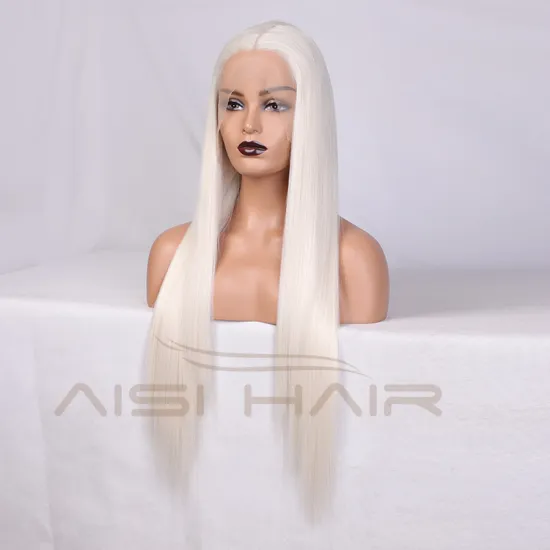 Aisi Hair New Design 26 Inch Long Silver Color Wig Long Silky Straight Swiss Lace Wigs Synthetic Lace Front Wigs For Black Women