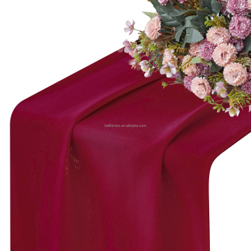 2023 Modern Luxury Polyester Red Chiffon Table Runners for Wedding Party