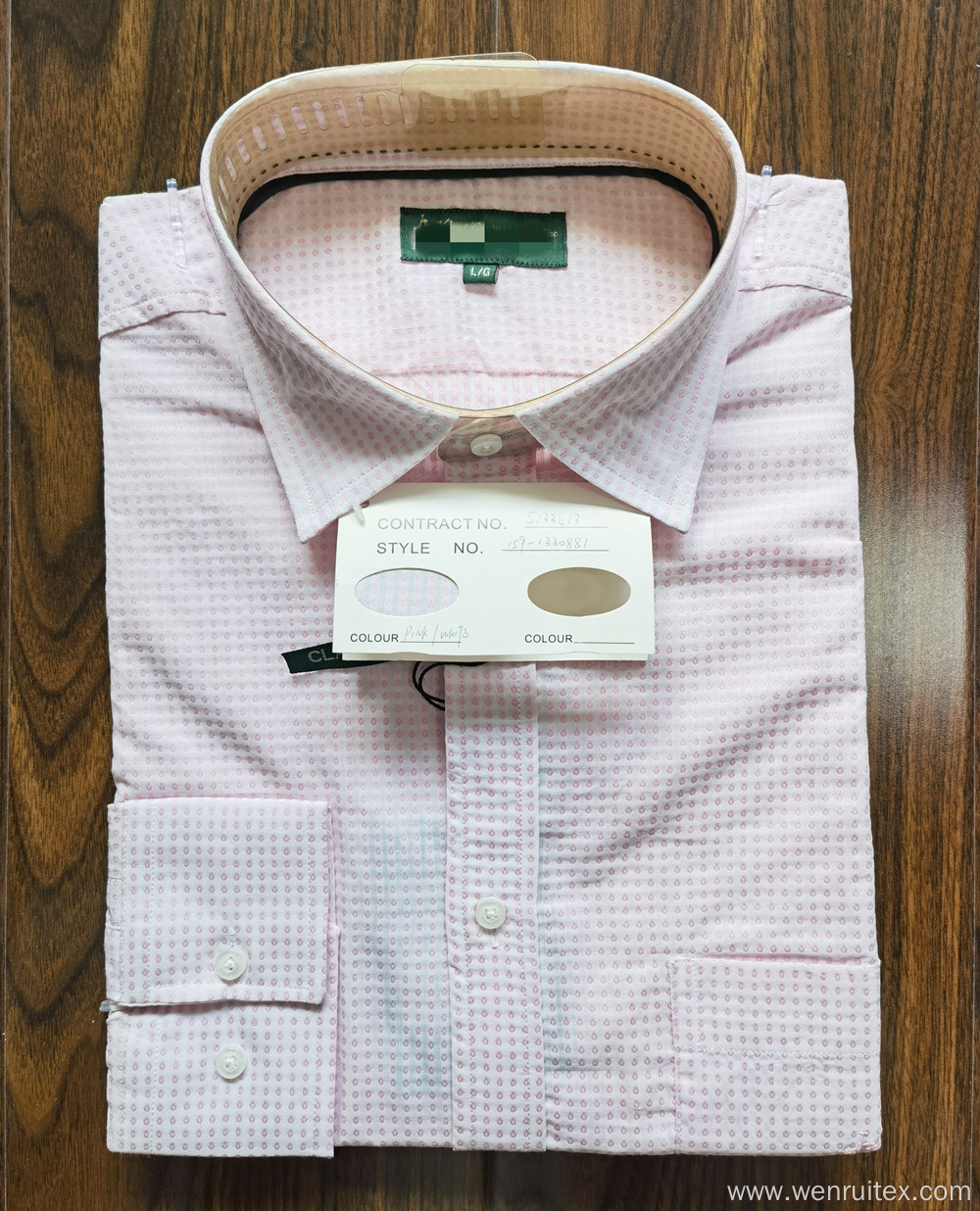 Men's Long-sleeve 100% Cotton Printed Lapel Pink Shirts