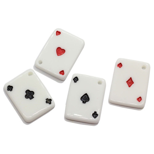Artificial Resin Playing Poker Game Card Charms DIY Pendants Cabochon Beads Keychain Decoration  Jewelry Finding