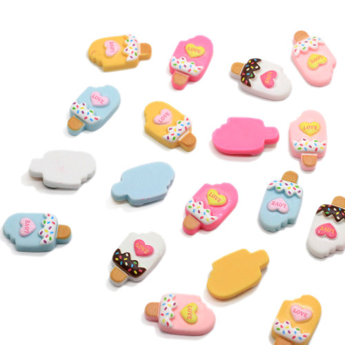 100Psc Sweet Popsicle Heart Love Flatback Resin Cabochon Children Toys Summer Food Beads Charms Kids Slime Filler Diy Craft