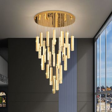 Yüksek tavanlar ve merdivenler için lüks LED kristal avizeler